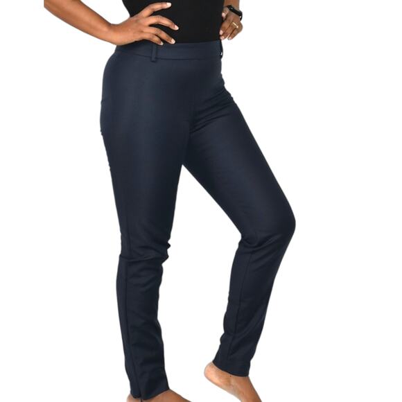 Max Mara Ankle Zip Pant Blue Navy Mid Rise All Seasons Trouser Dress Slim Size 2 - Picture 10 of 15